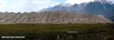 Picture of the end of the thirty-mile long sand dune in Great Sand Dunes National Park